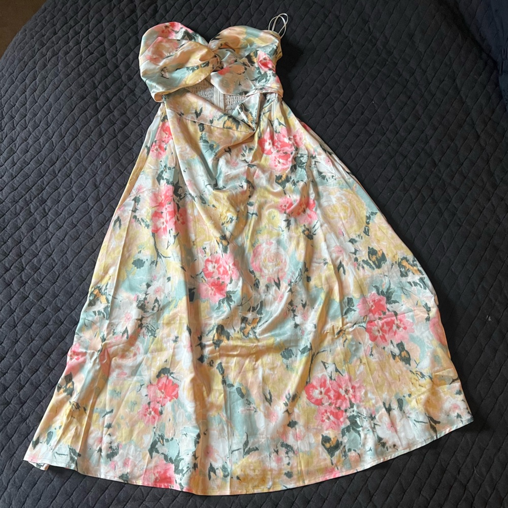 Hello Molly Floral Midi Dress - Yellow and Pink